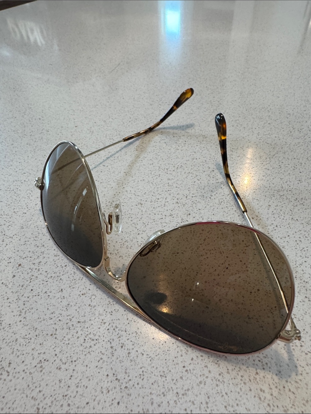 Maui Jim Gold Aviator Sunglasses with Brown Gradient Lenses